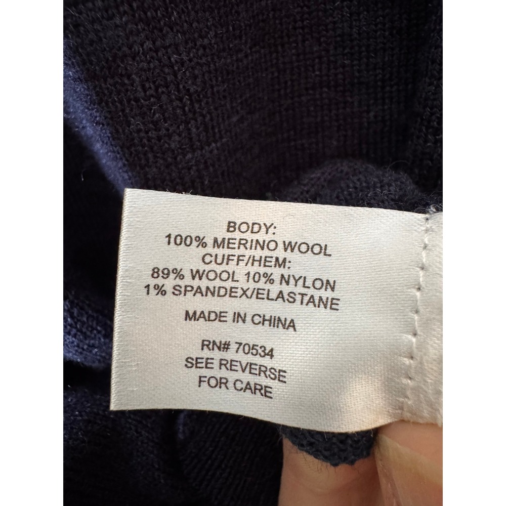 Orvis Mens Navy 100% Merino Wool‎ V-Neck Sweater Size Medium Embroidered Logo - Picture 7 of 8